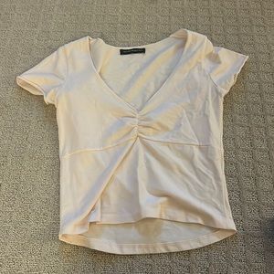 Light Pink Brandy V neck cropped tee